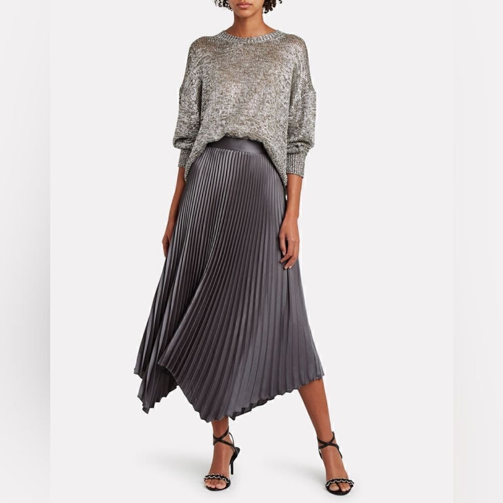 Intermix Gray Pleated Midi Skirt 0 Whimsigoth Dark Feminine Academia Boho Chic